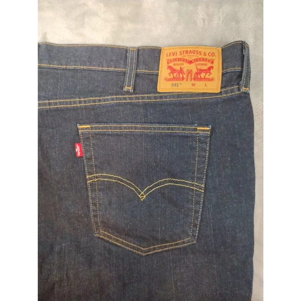 Levis 541 Jeans Mens 48x30 Athletic Fit Straight Leg Dark Wash Casual Americana